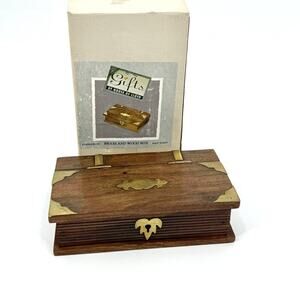 VTG 1970s House Of Lloyd Book-Shaped Brass & Wood Faux-Book Trinket Lock Box